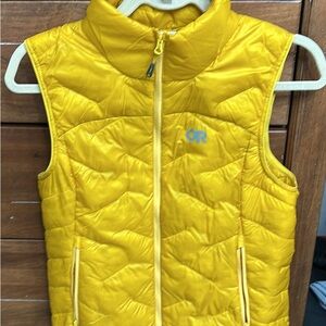 Outdoor Research Yellow Puffer Vest with Diamond Quilting